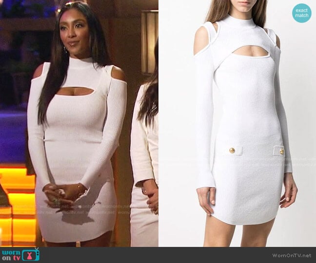 Balmain Cut-Out Rib-Knit Dress worn by Tayshia Adams on The Bachelorette