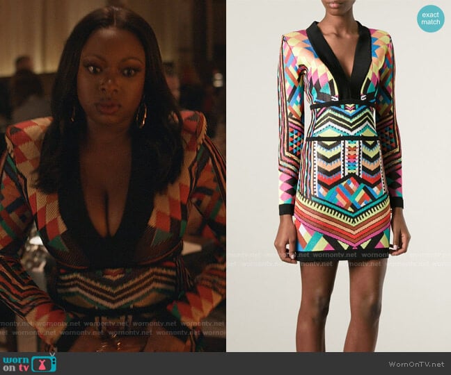 Balmain Patterned Dress worn by Jill (Naturi Naughton) on Queens