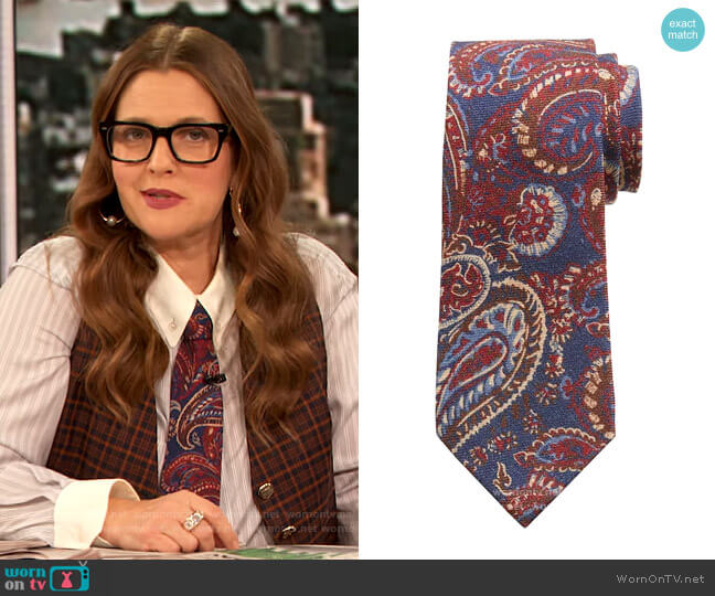 Banana Republic Dre Paisley Wool Tie worn by Drew Barrymore on The Drew Barrymore Show