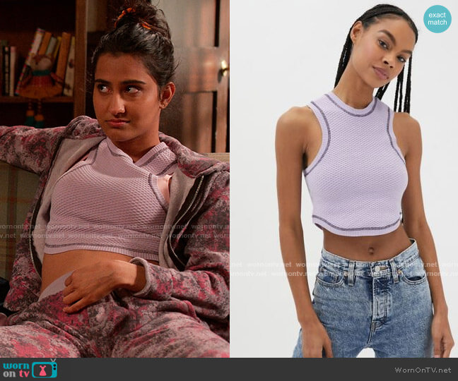 BDG Tammy Cut-in Tank worn by Bela Malhotra (Amrit Kaur) on The Sex Lives of College Girls