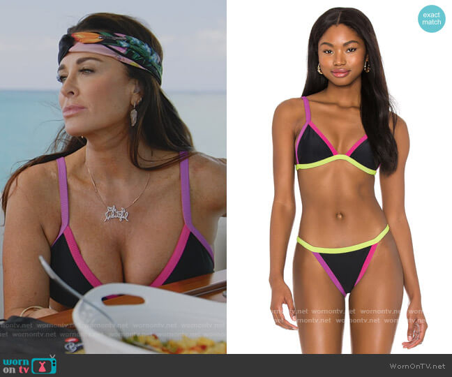 Beach Riot Mika Bikini Top worn by Kyle Richards on The Real Housewives Ultimate Girls Trip