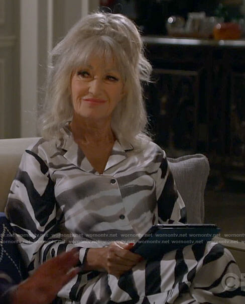 Bette’s zebra print pajamas on B Positive