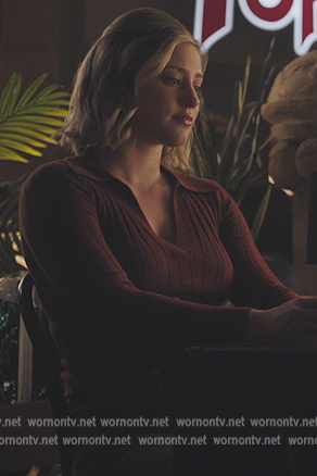 Betty’s burgundy ribbed sweater on Riverdale