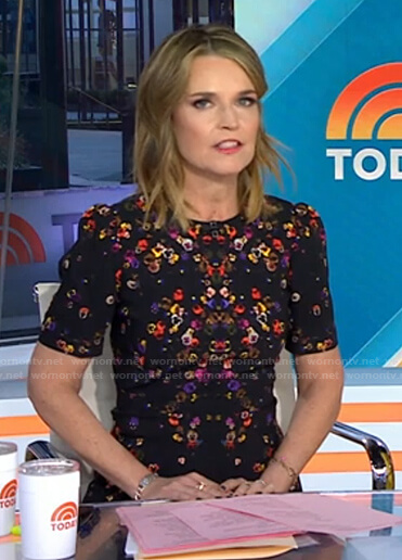 Savannah’s black pansy print dress on Today