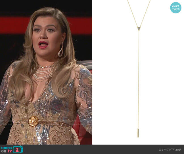 Bonheur Jewelry Laurel Gold Adjustable Lariat Necklace worn by Kelly Clarkson on The Voice