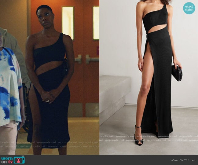 Brandon Maxwell One-shoulder cutout ribbed jersey gown worn by Molly Carter (Yvonne Orji) on Insecure