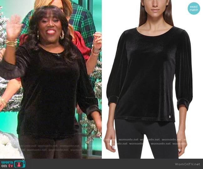Calvin Klein 3/4 Sleeve Velvet Top worn by Sheryl Underwood on The Talk