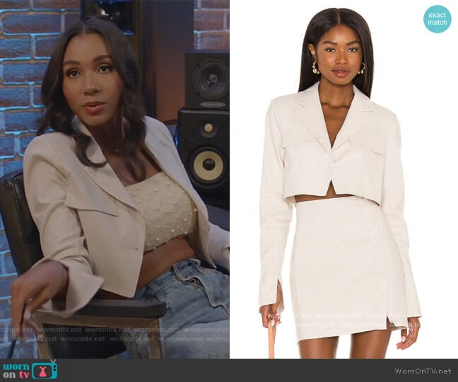 Camila Coelho Tessa Crop Blazer worn by Layla Keating (Greta Onieogou) on All American