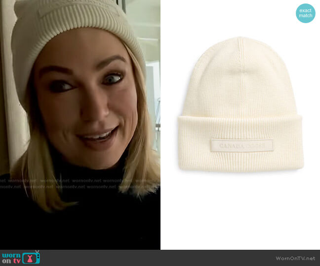Canada Goose Tonal Emblem Wool Beanie worn by Amy Robach on Good Morning America