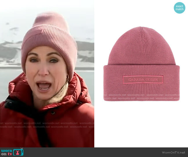 Canada Goose Embroidered Logo Wool Beanie worn by Amy Robach on Good Morning America