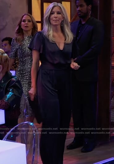 Carly’s black tie waist jumpsuit on General Hospital