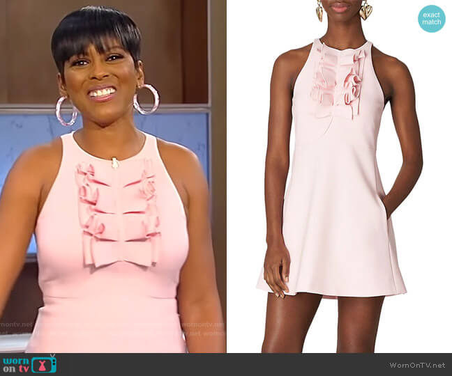 Carolina Herrera Sleeveless Ruffle-Detail Mini Dress worn by Tamron Hall on Tamron Hall Show