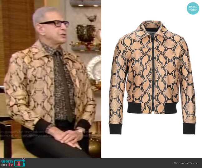Celine Snakeskin Print Bomber Jacket in Camel