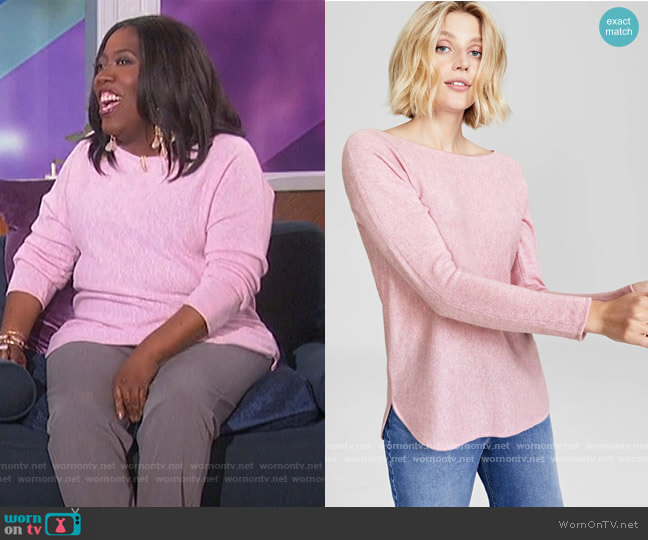 Charter Club Pure Cashmere Long-Sleeve Shirttail Sweater worn by Sheryl Underwood on The Talk
