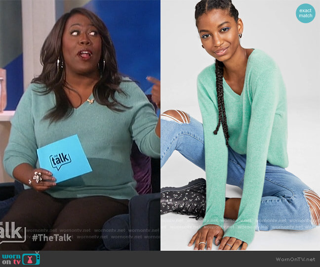 Charter Club V-Neck Cashmere Sweater worn by Sheryl Underwood on The Talk