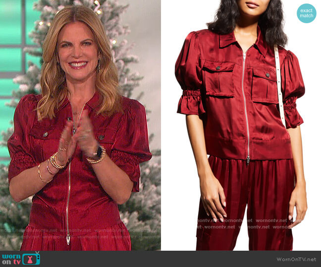 Cinq a Sept Holly Short-Sleeve Sateen Jacket worn by Natalie Morales on The Talk