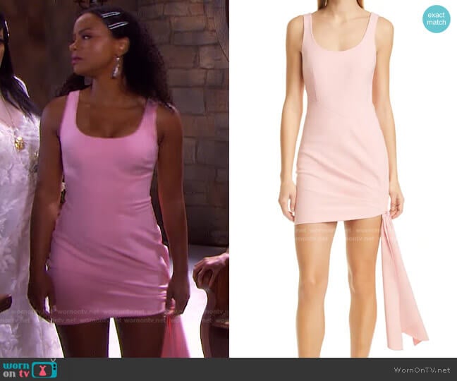 Cinq a Sept Sharon Tie Hem Sleeveless Dress worn by Chanel Dupree (Raven Bowens) on Days of our Lives