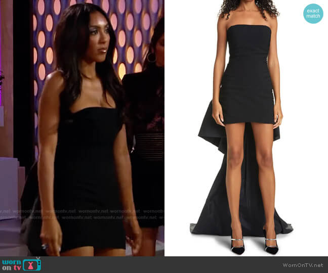 Cinq a Sept Zoe Strapless Gown with Train worn by Tayshia Adams on The Bachelorette