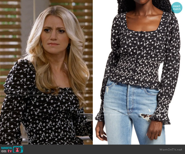 Codexmode Embroidered Smocked Top worn by Gina Dabrowski (Annaleigh Ashford) on B Positive