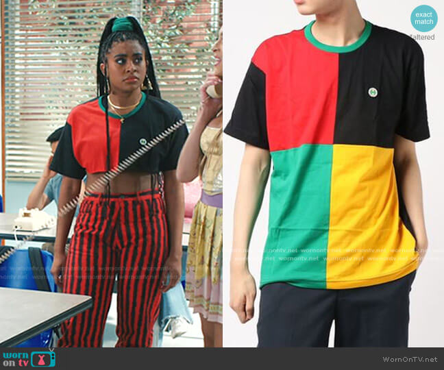 Cross Colours Color Block Square T-Shirt worn by Aisha (Alycia Pascual-Pena) on Saved By The Bell