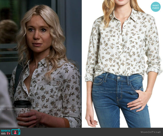 Current/Elliott The Everyday Shirt in Floral worn by Stevie Hammer (Kristen Hager) on Chicago Med