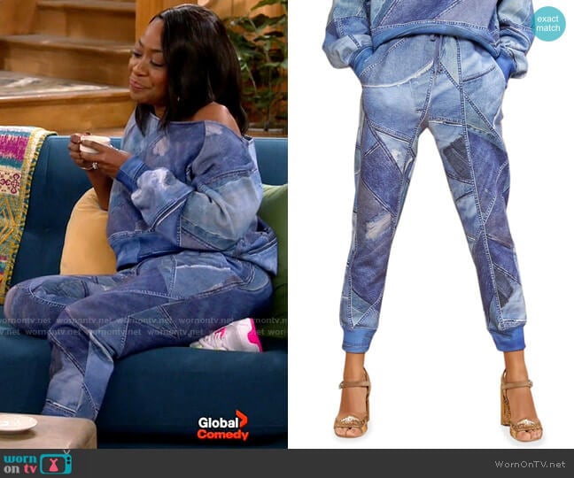 Cynthia Rowley Printed Sweatpants worn by Tina Butler (Tichina Arnold) on The Neighborhood