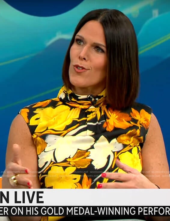 Dana Jacobson’s yellow floral top on CBS Mornings