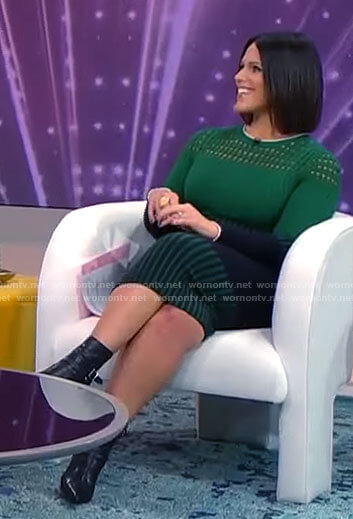 Dana Jacobson’s green knit dress on CBS Mornings