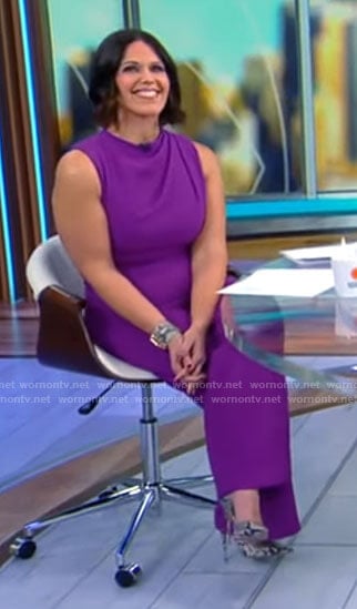 Dana Jacobson’s purple jumpsuit on CBS Satirdau Morning