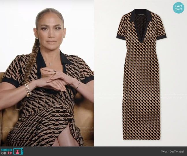 David Koma Flocked Stretch-Mesh Midi Dress