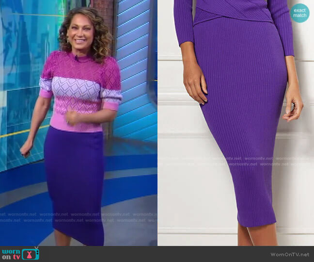 New York & Company Adelle Sweater Skirt - Eva Mendes Collection worn by Ginger Zee on Good Morning America