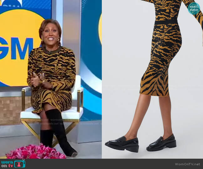 Diane von Furstenberg Eira Knit Jacquard Midi Skirt worn by Robin Roberts on Good Morning America