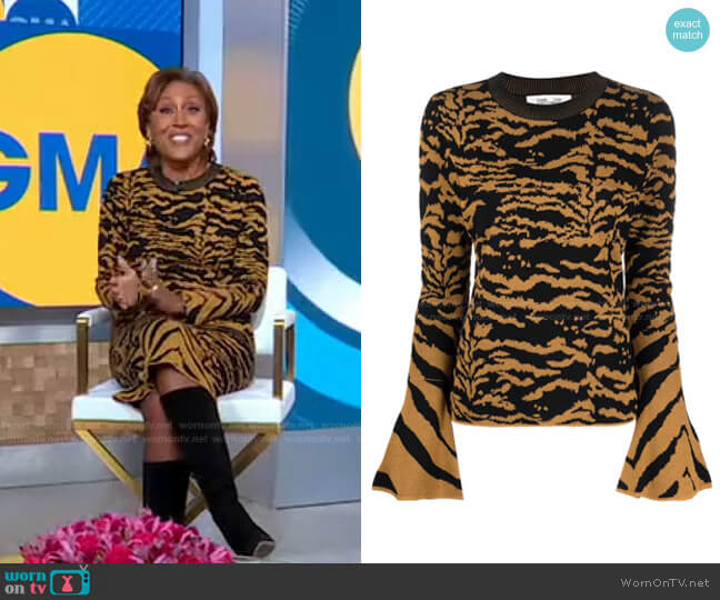 Diane von Furstenberg Beverly Knit Jacquard Sweater worn by Robin Roberts on Good Morning America