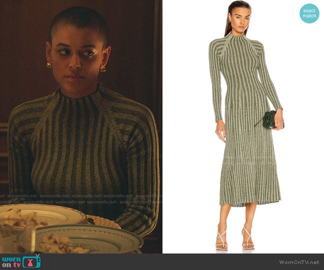 Dion Lee Natural Stripe Rib Long Sleeve Dress worn by Julien Calloway (Jordan Alexander) on Gossip Girl