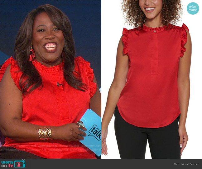 DKNY Ruffled Sleeveless Top worn by Sheryl Underwood on The Talk
