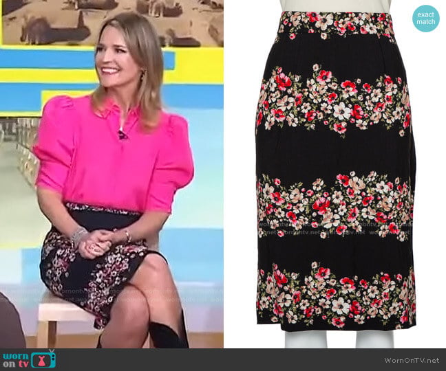 Dolce & Gabbana Floral Printed Crepe Pencil Skirt worn by Savannah Guthrie on Today