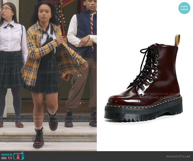 Dr. Martens Vegan Jadon II 8 Eye Boots worn by Zoya Lott (Whitney Peak) on Gossip Girl