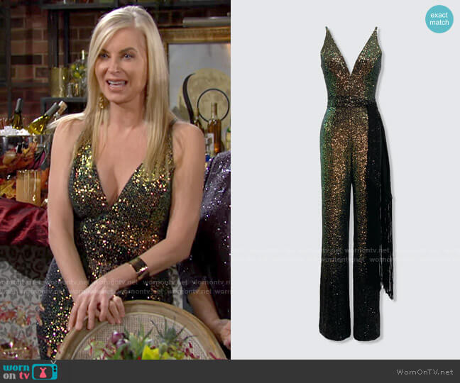 Dress the Population Kinsley Jumpsuit worn by Ashley Abbott (Eileen Davidson) on The Young and the Restless