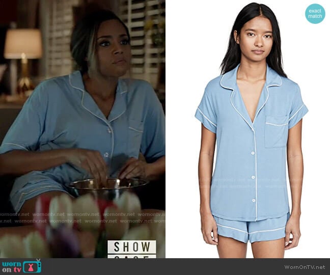 Eberjey Gisele Shortie PJ Set in Blue Shadow / Blush worn by Sophie Moore (Meagan Tandy) on Batwoman