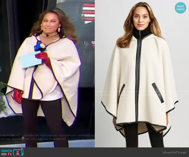 Elie Tahari Hooded Wool Cape worn by Ginger Zee on Good Morning America