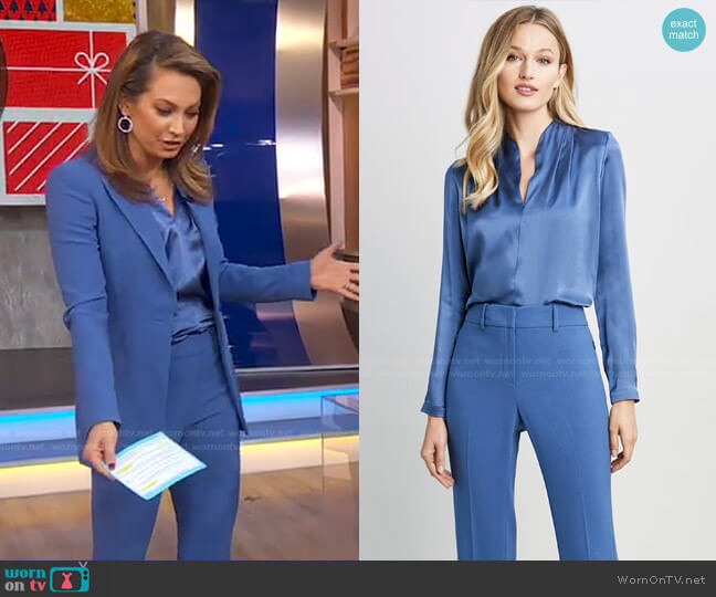 Elie Tahari Contour Neck Shirt worn by Ginger Zee on Good Morning America