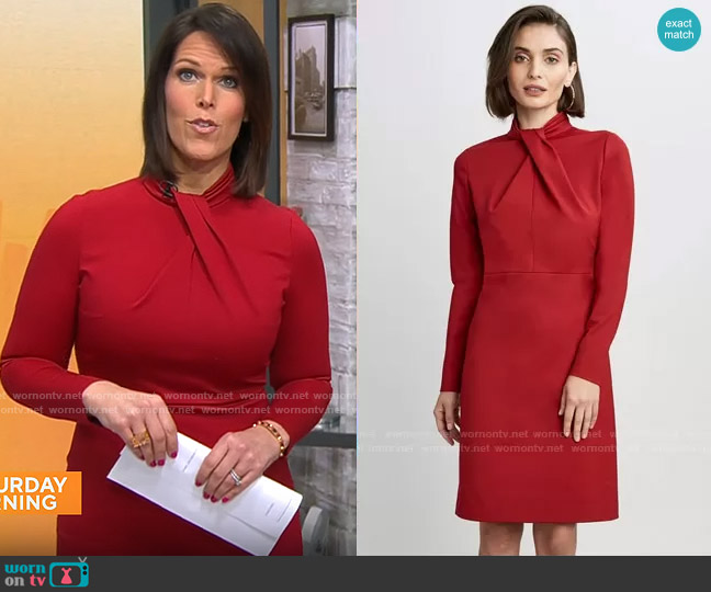 Elie Tahari Twist Neck Dress worn by Dana Jacobson on CBS Mornings
