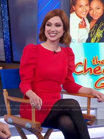 Ellie Kemper’s red scalloped dress on Good Morning America