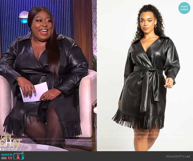 Eloquii Faux Leather and Fringe Dress worn by Loni Love on The Real