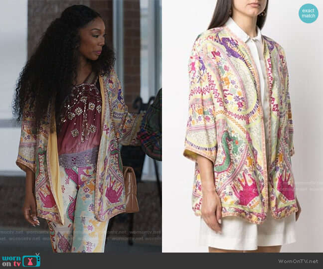 Etro Embroidered Kimono Style Jacket worn by Naomi (Brandy Norwood) on Queens