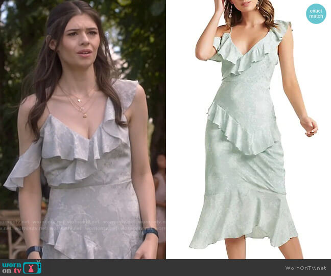 Ever New Florence Ruffled Floral Chiffon Midi Dress worn by Nia Nal (Nicole Maines) on Supergirl