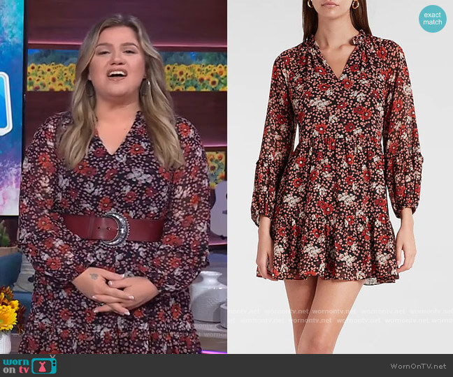 Express Floral Print Tiered Trapeze Dress worn by Kelly Clarkson on The Kelly Clarkson Show