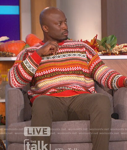 Akba’s fair isle knit sweater on The Talk