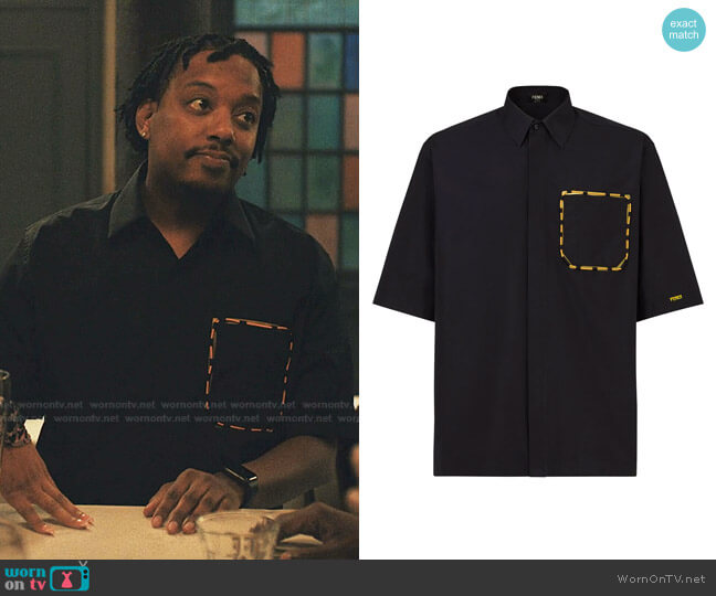 Fendi Chest-Pocket Short-Sleeve Shirt worn by Yogi (Chris Powell) on Love Life