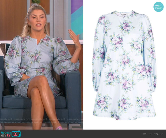 Ganni Floral Poplin Mini Dress worn by Amanda Kloots on The Talk